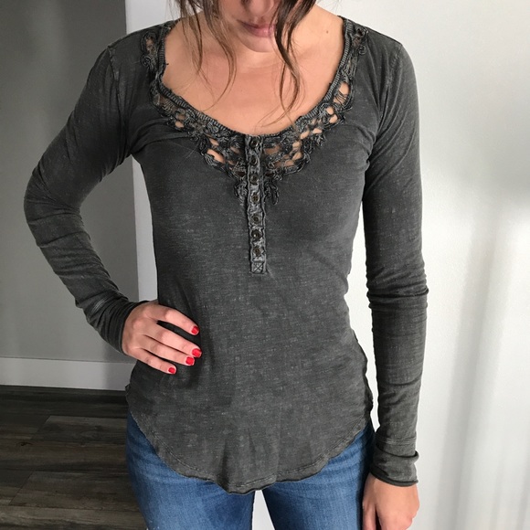 Free People Tops - Free People Gray Henley